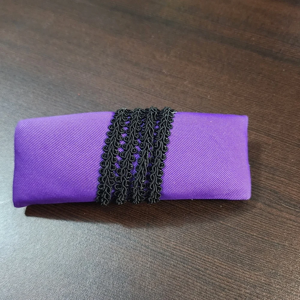 VINTAGE 1980s Purple Satin Hair Barrette Bow Statement Clip Glam Retro